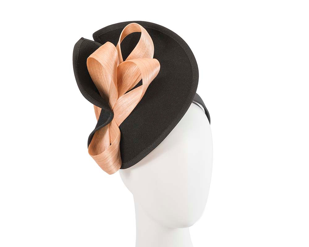Twisted black & nude felt fascinator by Fillies Collection